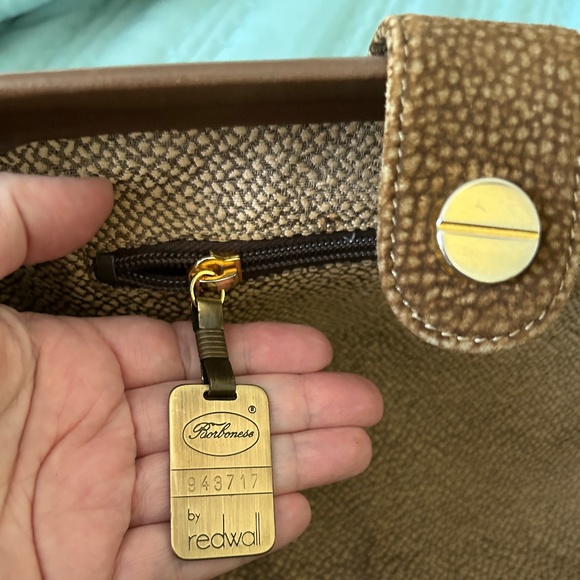 BORBONESE Clutch Suede Leather Brown Gold - Picture 6 of 11